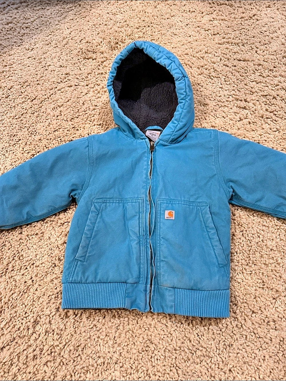 Carhartt Boys' Canvas Insulated Hooded Blue Jacket